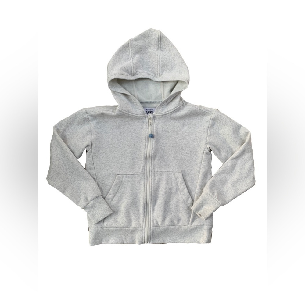 Athleta Girl Size L, 12, Retroactive Full Zip Hoodie in Fog Grey Heather